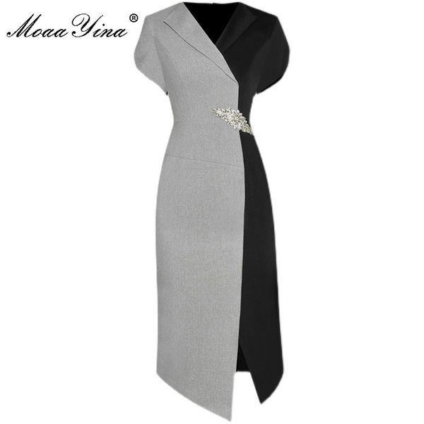fashion designer summer work dress women v-neck short sleeve hit the color splicing beaded lady slim office midi 210524, Black;gray
fashion designer summer work dress women v-neck short sleeve hit the color splicing beaded lady slim office midi 210524, Black;gray