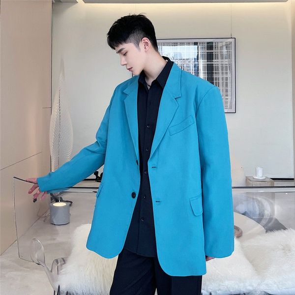 2021 autumn new men's blue blazer british style fashion suit coat loose casual korean tide oversized men's clothing, White;black
2021 autumn new men's blue blazer british style fashion suit coat loose casual korean tide oversized men's clothing, White;black