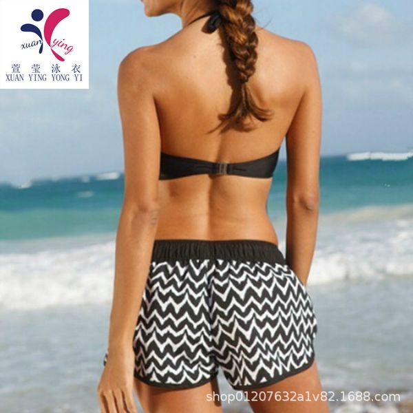 women's conservative bikini new fatter and bigger serrated holiday swimsuit, White;black
women's conservative bikini new fatter and bigger serrated holiday swimsuit, White;black