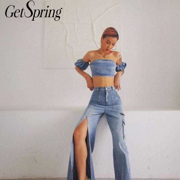 getspring women t shirt denim s -shirt jean ee female shirt slash neck puff sleeve crop op 210601, White
getspring women t shirt denim s -shirt jean ee female shirt slash neck puff sleeve crop op 210601, White