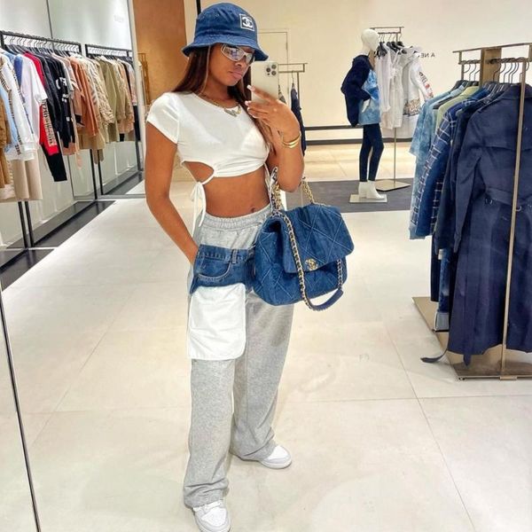 women's pants & capris solid color patchwork autumn sport high waist elastic band micro flared street style women sweatpants, Black;white
women's pants & capris solid color patchwork autumn sport high waist elastic band micro flared street style women sweatpants, Black;white
