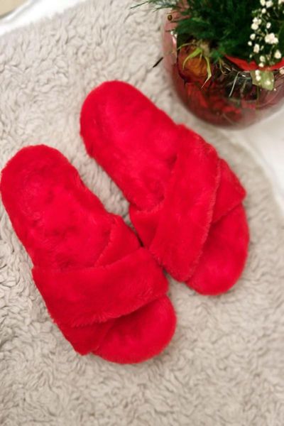 women's printed house slippers with cross plush, Black