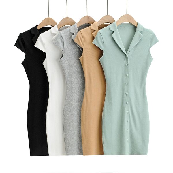 in solid women's clothes 2021 spring turtleneck single polo sleeve breasted waist tall short dress, Black;gray
in solid women's clothes 2021 spring turtleneck single polo sleeve breasted waist tall short dress, Black;gray
