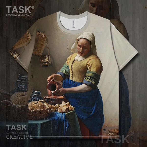 men's t-shirts the milkmaid johannes vermeer penitent magdalene titian artist oil on canvas mens t shirt sporting summer clothes, White;black
men's t-shirts the milkmaid johannes vermeer penitent magdalene titian artist oil on canvas mens t shirt sporting summer clothes, White;black