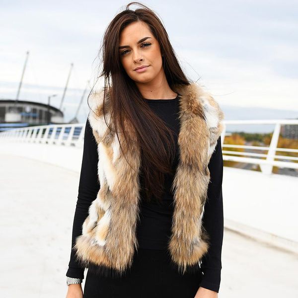 women's vests cx-g-b-35 oversize genuine ranch raised fur women european style vest with big raccoon trim, Black;white
women's vests cx-g-b-35 oversize genuine ranch raised fur women european style vest with big raccoon trim, Black;white
