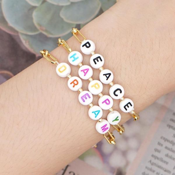 link, chain bohemia letter beads bracelets stainless steel women summer jewelry accessories, Black
link, chain bohemia letter beads bracelets stainless steel women summer jewelry accessories, Black