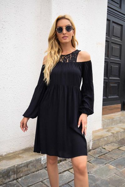 casual dresses 2021 factory price early spring black lace collar long sleeve dress women, Black;gray
casual dresses 2021 factory price early spring black lace collar long sleeve dress women, Black;gray