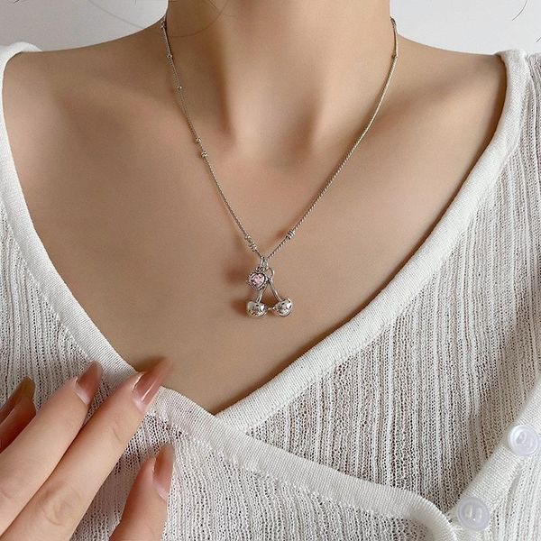 pendant necklaces small cherry rhinestone love necklace wild clavicle chain niche cold wind fashion accessories valentine's day birthday, Silver
pendant necklaces small cherry rhinestone love necklace wild clavicle chain niche cold wind fashion accessories valentine's day birthday, Silver