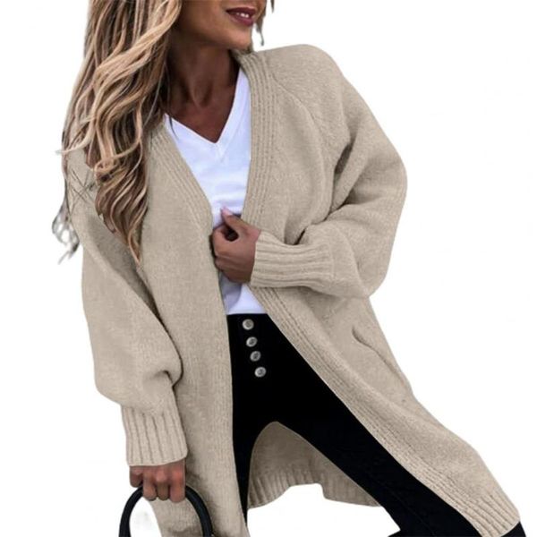 women's knits & tees women sweater cardigan solid color two pockets autumn winter mid-length open front outerwear, White
women's knits & tees women sweater cardigan solid color two pockets autumn winter mid-length open front outerwear, White