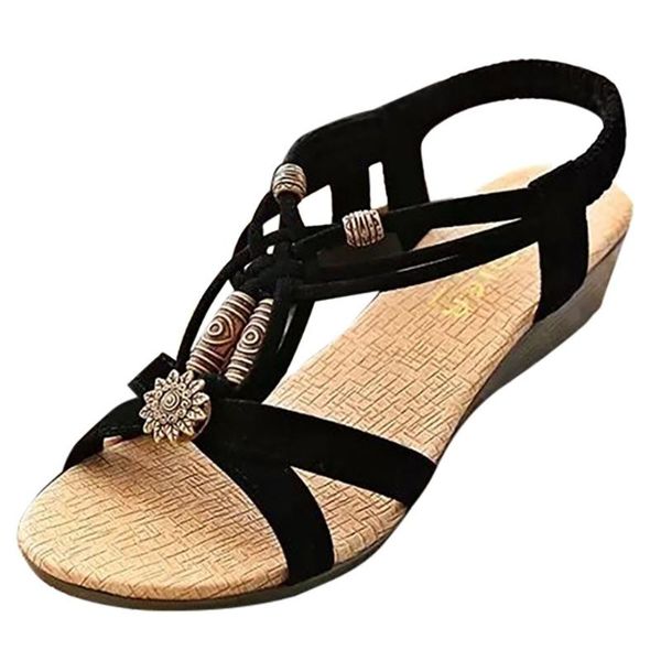 dress shoes vogue women elastic band bohemia girl open toe sweet sandals wedges beach summer solid color string bead may 17, Black
dress shoes vogue women elastic band bohemia girl open toe sweet sandals wedges beach summer solid color string bead may 17, Black