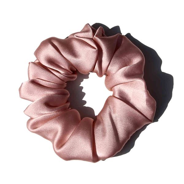 scrunchies hair ties ropes rubber elastic bands 100% pure 30 momme mulberry silk ponytail holders for women girls 3.5cm, Pink