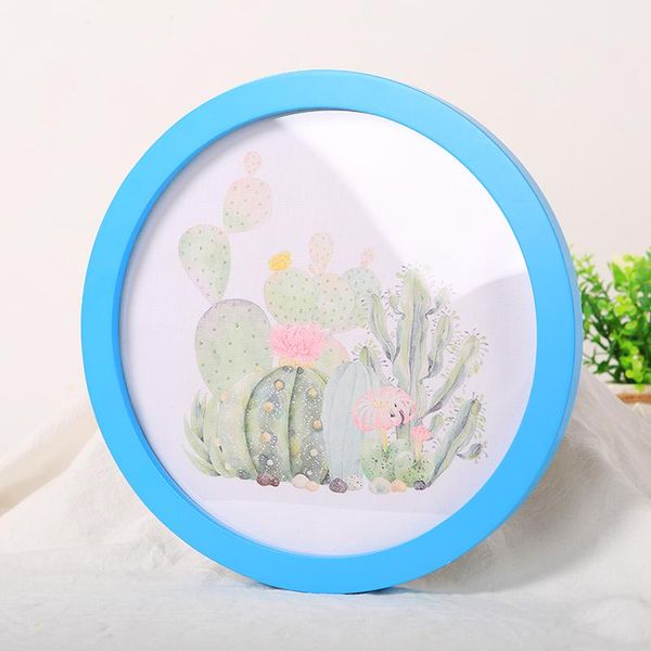 frames picture blue wall po frame round 6/7/8/10inch flower plant diy clip for