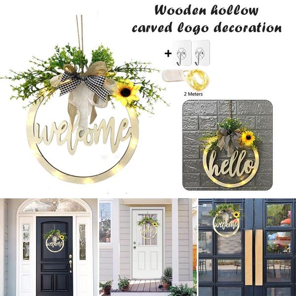 party decoration welcome/hello sign wreath set front door hanger with bow 12 inch round outdoor hanging vertical home r4t1
party decoration welcome/hello sign wreath set front door hanger with bow 12 inch round outdoor hanging vertical home r4t1