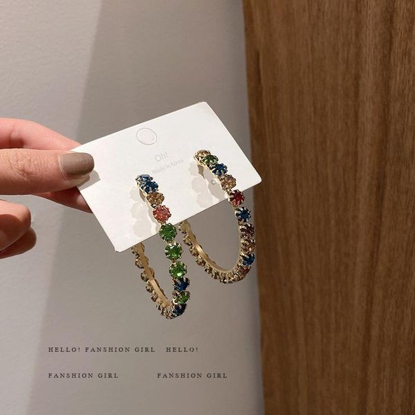 6cm classic annular hoop colour jewellery earrings woman large crystal rhinestone fashion exaggeration bohemia luxurious gift, Golden;silver 
6cm classic annular hoop colour jewellery earrings woman large crystal rhinestone fashion exaggeration bohemia luxurious gift, Golden;silver