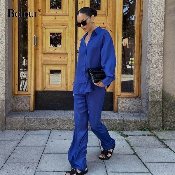 bclout blue long sleeve blouse satin suit female elegant trousers and shirts elastic waist pants women 2 pieces sets 220315, White
bclout blue long sleeve blouse satin suit female elegant trousers and shirts elastic waist pants women 2 pieces sets 220315, White