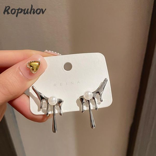 stud ropuhov 2021 925 silver korean fashion jewelry woman gift pearl earrings casual metallic textured bling wholesale, Golden;silver 
stud ropuhov 2021 925 silver korean fashion jewelry woman gift pearl earrings casual metallic textured bling wholesale, Golden;silver