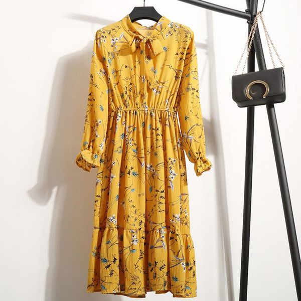floral long sleeve office polka high elastic waist dress women vintage spring summer dresses chiffon midi casual ladies vestidos, Black;gray
floral long sleeve office polka high elastic waist dress women vintage spring summer dresses chiffon midi casual ladies vestidos, Black;gray