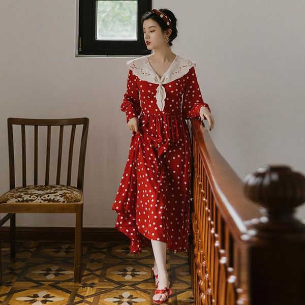 casual dresses sweet polka red dot women dress cute embroidery long sleeve mori girl princess wear for slim lady korean style vestidos fldas, Black;gray
casual dresses sweet polka red dot women dress cute embroidery long sleeve mori girl princess wear for slim lady korean style vestidos fldas, Black;gray
