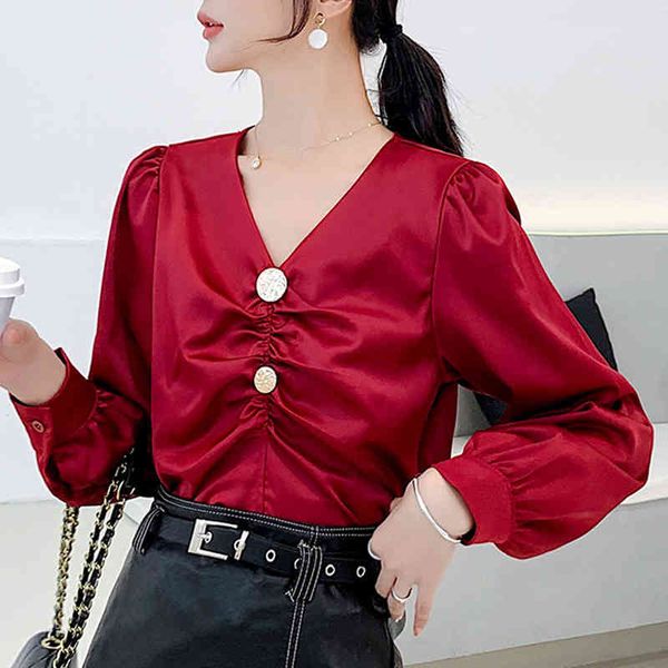 korean v-collar chiffon shirt retro long sleeve blouse shirts autumn fashion fold silk surface casual women 910f 210420, White
korean v-collar chiffon shirt retro long sleeve blouse shirts autumn fashion fold silk surface casual women 910f 210420, White