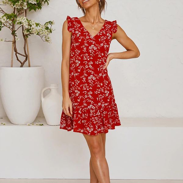 summer boho short flower women dress print sleeveless loose casual ruffle sundress beach wear, Black;gray
summer boho short flower women dress print sleeveless loose casual ruffle sundress beach wear, Black;gray