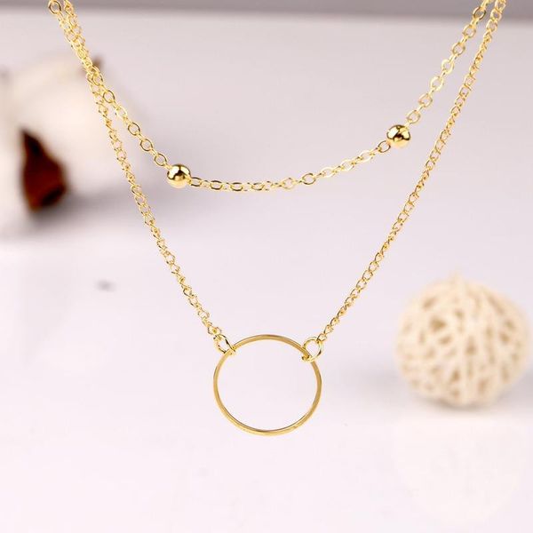 chains fashion modern necklace two layers round chain pendant lady gold simple alloy jewelry, Silver
chains fashion modern necklace two layers round chain pendant lady gold simple alloy jewelry, Silver