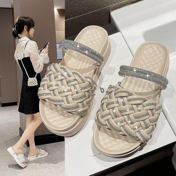 sandals summer women's sandal with one word braided thick soles for casual two wear beach lazy person school shoes, Black
sandals summer women's sandal with one word braided thick soles for casual two wear beach lazy person school shoes, Black