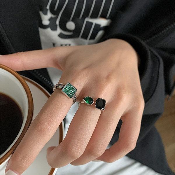 cluster rings vintage green black stone 925 sterling silver for women pinky accessories ring band elegant engagement jewelry, Golden;silver
cluster rings vintage green black stone 925 sterling silver for women pinky accessories ring band elegant engagement jewelry, Golden;silver