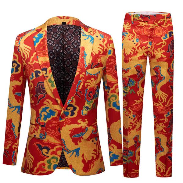 men's suits & blazers chinese with red dragon pattern, set of two slim fit male parts for wedding, stage costume, prom party, party, White;black
men's suits & blazers chinese with red dragon pattern, set of two slim fit male parts for wedding, stage costume, prom party, party, White;black