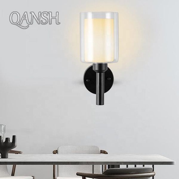 wall lamp e27 modern iron bedside bedroom living room corridor simple black glass shade
wall lamp e27 modern iron bedside bedroom living room corridor simple black glass shade