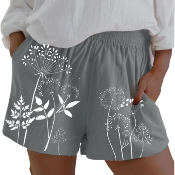 women's shorts women summer skin-friendly high waist dandelion print elastic pockets loose bottoms for, White;black
women's shorts women summer skin-friendly high waist dandelion print elastic pockets loose bottoms for, White;black