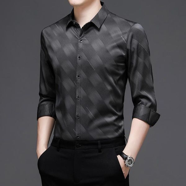 men's casual shirts brand gradient stripes men shirt long sleeve business dress autumn camisa masculina streetwear social male clothing, White;black
men's casual shirts brand gradient stripes men shirt long sleeve business dress autumn camisa masculina streetwear social male clothing, White;black