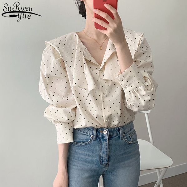 autumn retro polka dot women's shirt korean clothing irregular female sweet long sleeve women blouse blusas mujer 12525 210417, White
autumn retro polka dot women's shirt korean clothing irregular female sweet long sleeve women blouse blusas mujer 12525 210417, White