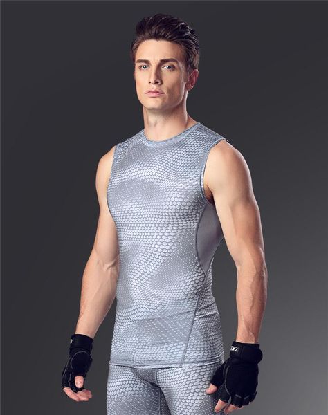 running jerseys men's tights vest high elastic compression large size fitness sleeveless breathable top, Black;blue
running jerseys men's tights vest high elastic compression large size fitness sleeveless breathable top, Black;blue