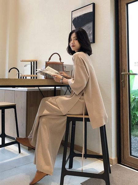 women's two piece pants oversized sweater suit ladies lace-up sportswear 2-piece set spring and autumn knit casual pullover wide-leg, White
women's two piece pants oversized sweater suit ladies lace-up sportswear 2-piece set spring and autumn knit casual pullover wide-leg, White