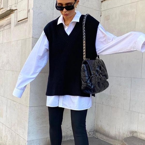 ladies v neck sleeveless women sweater vest knitted jumper autumn winter casual white loose pullover female, White;black
ladies v neck sleeveless women sweater vest knitted jumper autumn winter casual white loose pullover female, White;black