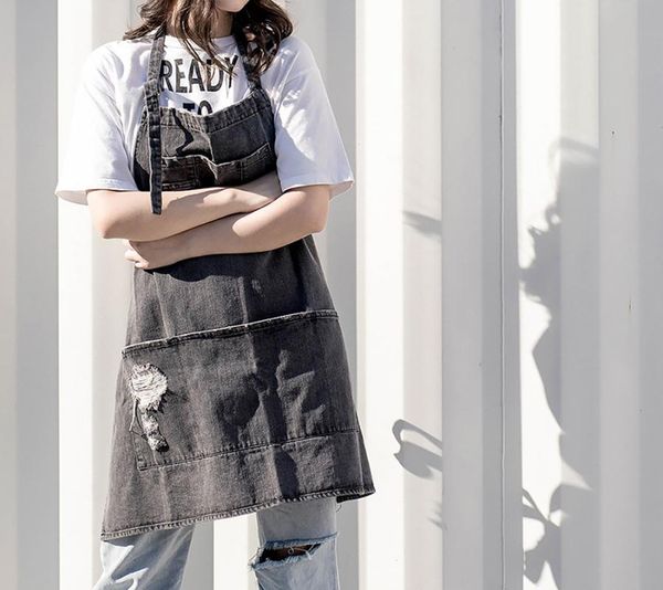 aprons european and american cotton denim sleeveless worn out apron fashion korean baking work clothes overalls
aprons european and american cotton denim sleeveless worn out apron fashion korean baking work clothes overalls