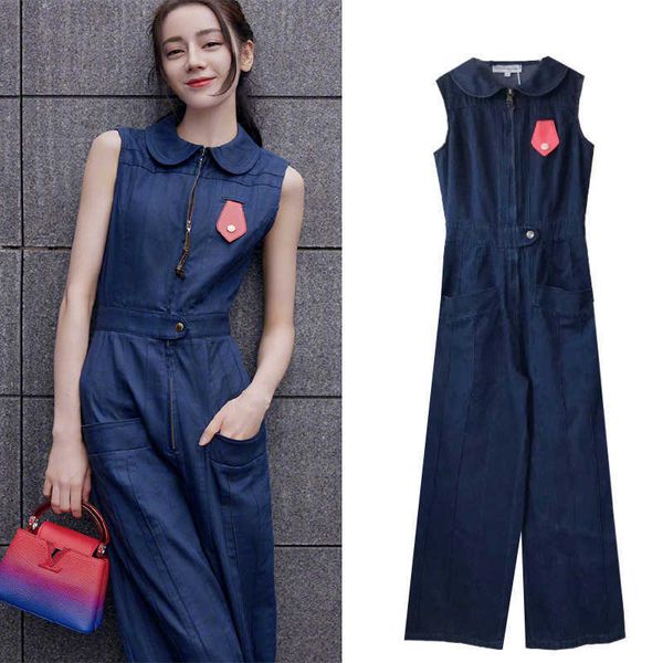 summer deli batong be jeans sleeveless splicing overalls fashion wide leg jumpsuit 21 women, Blue
summer deli batong be jeans sleeveless splicing overalls fashion wide leg jumpsuit 21 women, Blue
