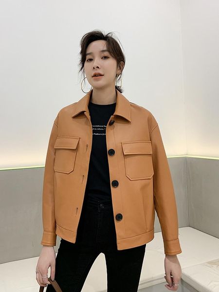women's leather & faux women korean real genuine jacket spring autumn sheepskin coat chaqueta cuero mujer 2242 pph445, Black
women's leather & faux women korean real genuine jacket spring autumn sheepskin coat chaqueta cuero mujer 2242 pph445, Black