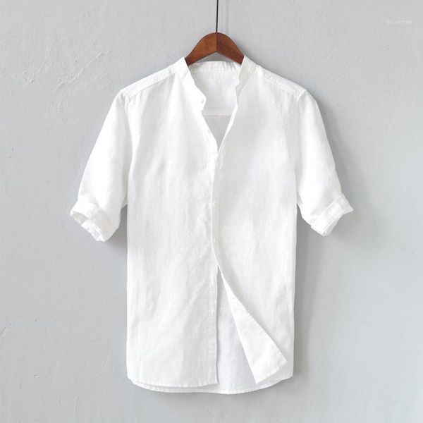 men shirts mens streetwear shirt linen summer breathable solid color button cotton five-point sleeve camisa #40 men's casual, White;black
men shirts mens streetwear shirt linen summer breathable solid color button cotton five-point sleeve camisa #40 men's casual, White;black