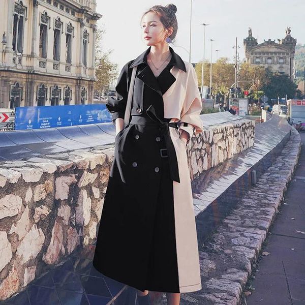 women's trench coats double-breasted turn-down collar women contrast color patchwork outerwear autumn long big size female windbreaker, Tan;black
women's trench coats double-breasted turn-down collar women contrast color patchwork outerwear autumn long big size female windbreaker, Tan;black