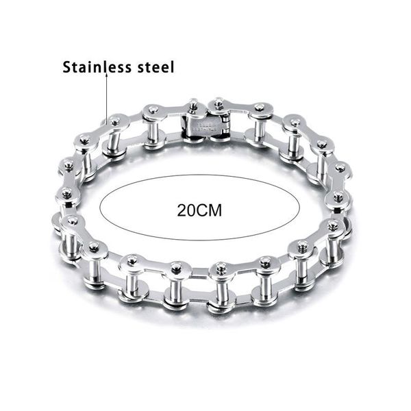 link, chain men biker bicycle motorcycle bracelet bangle punk titanium steel jewelry trendy, Black
link, chain men biker bicycle motorcycle bracelet bangle punk titanium steel jewelry trendy, Black