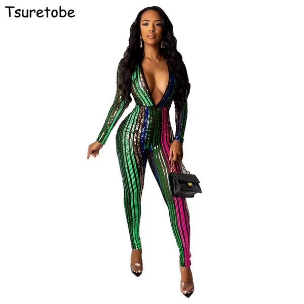 women's jumpsuits & rompers tsuretobe autumn sequin jumpsuit women bodycon long sleeve romper deep v-neck skinny party overalls zipper, Black;white
women's jumpsuits & rompers tsuretobe autumn sequin jumpsuit women bodycon long sleeve romper deep v-neck skinny party overalls zipper, Black;white