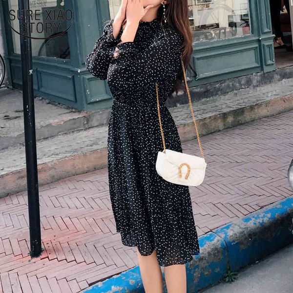 women dot chiffon autumn and winter sleeve mid-calf dress joker long pleated party dresses 7160 50 210417, Black;gray
women dot chiffon autumn and winter sleeve mid-calf dress joker long pleated party dresses 7160 50 210417, Black;gray
