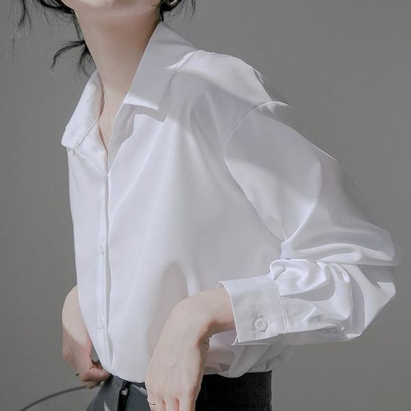 spring autumn ol elegant minimalist solid basic suit shirt women chiffon blouses loose lapel long sleeve 210421, White
spring autumn ol elegant minimalist solid basic suit shirt women chiffon blouses loose lapel long sleeve 210421, White