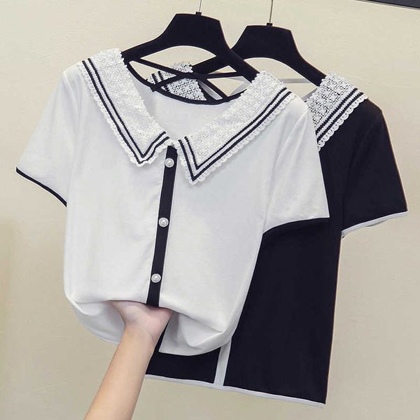crop female polo shirts summer short sleeve t-shirt women's vintage clothes ribbed stripe slim knit cropped sweater 210604, White;black
crop female polo shirts summer short sleeve t-shirt women's vintage clothes ribbed stripe slim knit cropped sweater 210604, White;black