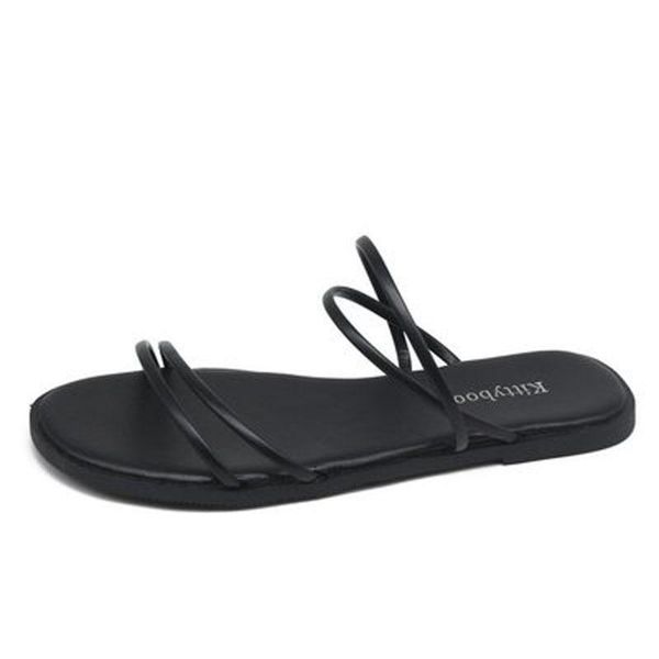 simple versatile flat open-toe sandals with two wearing roman slippers, Black
simple versatile flat open-toe sandals with two wearing roman slippers, Black