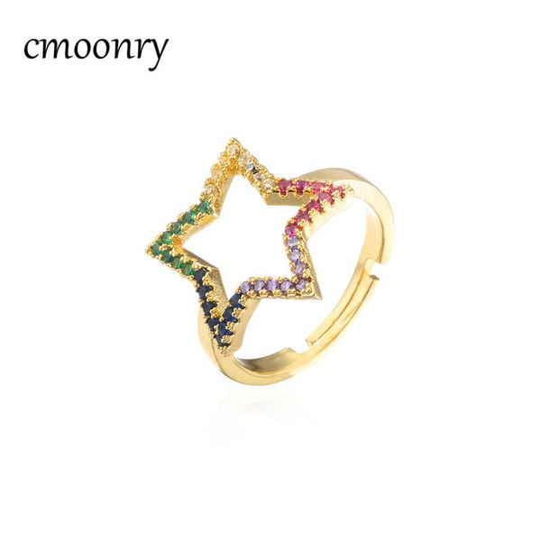 cluster rings cmoonry rainbow color + cz stone pave setting star charm ring for women girl gold wedding engagement jewelry gift, Golden;silver
cluster rings cmoonry rainbow color + cz stone pave setting star charm ring for women girl gold wedding engagement jewelry gift, Golden;silver