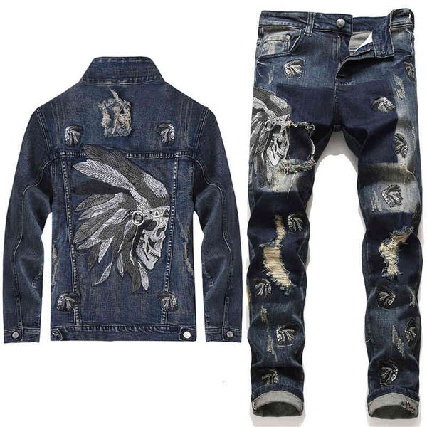 men's tracksuits fashion- new men denim sets fashion punk suit embroidery holes jackets + jeanspants mens clothing 2 pieces fquh, Gray
men's tracksuits fashion- new men denim sets fashion punk suit embroidery holes jackets + jeanspants mens clothing 2 pieces fquh, Gray