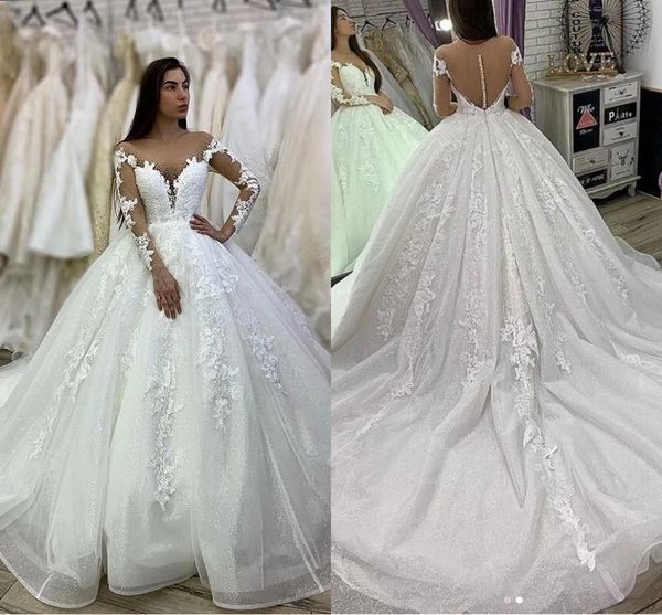 arabic princess ball gown wedding dresses 2021 illusion button back long sleeves lace appliqued bridal gowns puffy tulle skirt court train v, White
arabic princess ball gown wedding dresses 2021 illusion button back long sleeves lace appliqued bridal gowns puffy tulle skirt court train v, White