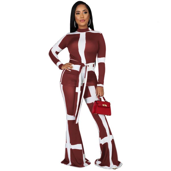 arrivals casual contrast colors stripes two pieces set elegant long sleeves sash women t shirt with flare pants party suits, Gray
arrivals casual contrast colors stripes two pieces set elegant long sleeves sash women t shirt with flare pants party suits, Gray